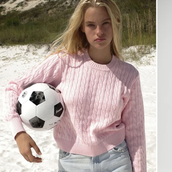 Frankie's Bikinis Soft Pink Cable Knit Sweater - Picture 1 of 4
